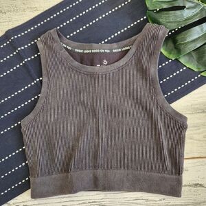 Aerie Ribbed Sports Bra in Charcoal Gray